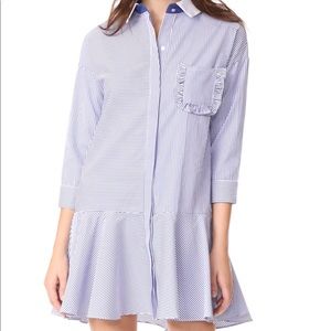 English factory striped dropped waist shirtdress S